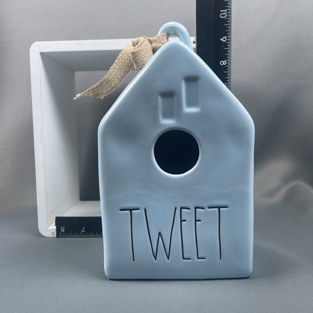 RAE DUNN Bird House Teal Blue TWEET Artisan Collection By Magenta Ceramic - Picture 6 of 6